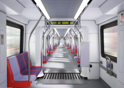 Renderização do interior dos futuros comboios do Metro