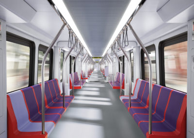 Renderização do interior dos futuros comboios do Metro