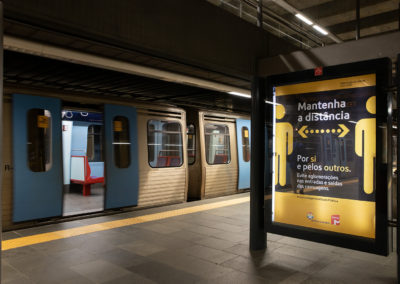 Campanha de distanciamento de segurança no cais da estação