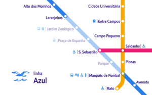 A circulação na linha Azul está interrompida entre as estações Laranjeiras e Marquês de Pombal