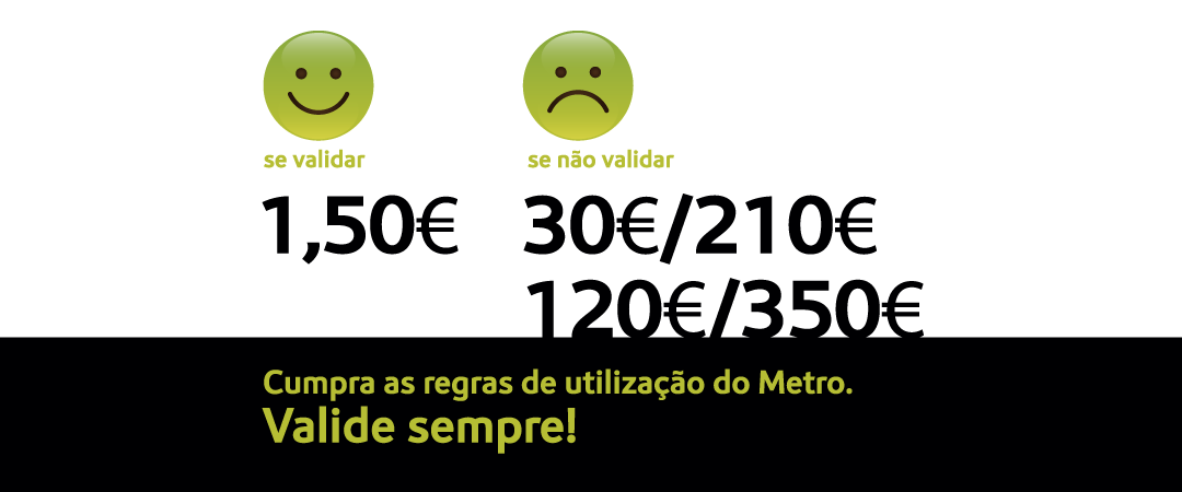 Cumpra as regras de utilização do Metro. Valide sempre!