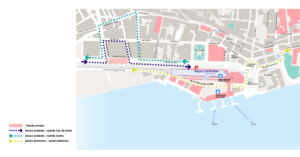 Mapa com indicação dos percursos alternativos