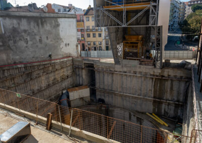 Obras linha Circular. Trabalhos de construção da Estação Estrela - Fotografia de Pedro Lopes © Metropolitano de Lisboa, E.P.E. - Todos os direitos reservados