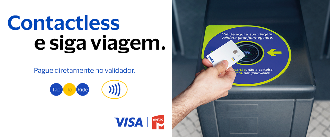 Contactless e siga viagem. Pague diretamente no validador