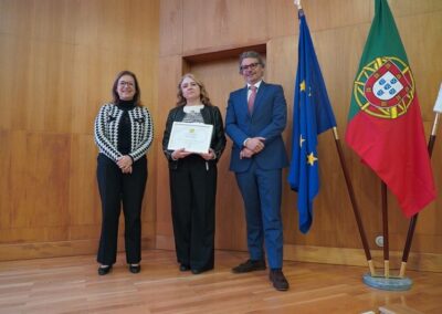 (da esquerda apara a direita) Dra. Maria João Graça – Vogal do Conselho Executivo do IPQ com o pelouro da Normalização, Dra. Sandra Tavares – Secretária da CT 148 e o Dr. João Pimentel – Presidente do Conselho Executivo do IPQ.