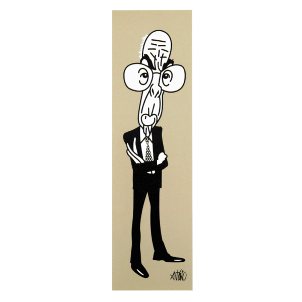 Imagem de marcador com caricatura de José Saramago.