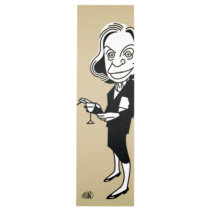 Imagem de marcador com caricatura de Sophia Mello Breyner