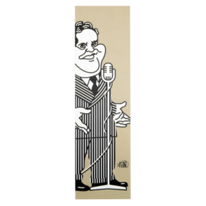 Imagem de marcador com caricatura de João Villaret.