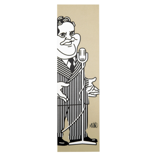 Imagem de marcador com caricatura de João Villaret.