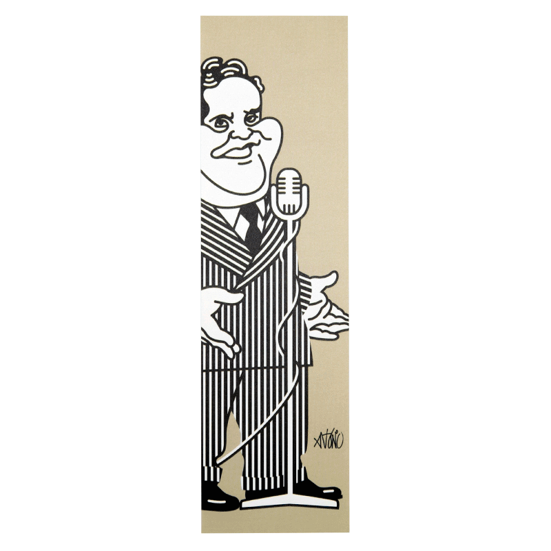 Imagem de marcador com caricatura de João Villaret.