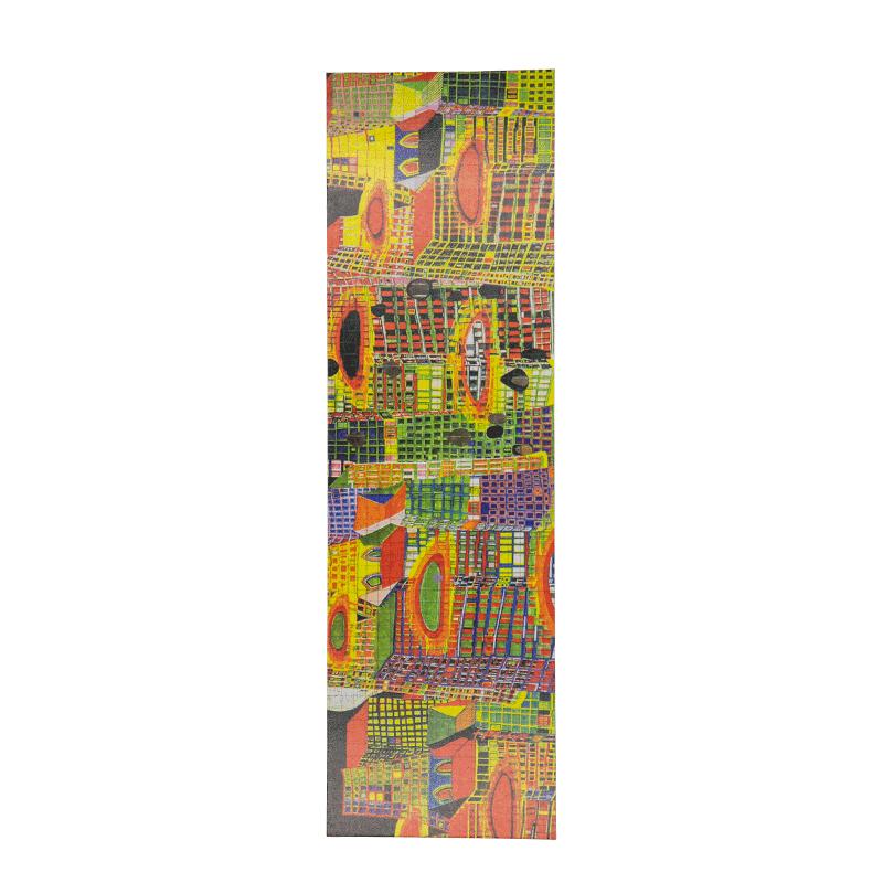 Marcador com pormenor da intervenção plástica de Hundertwasser patente na estação Oriente.