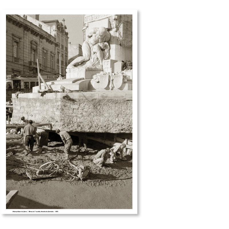 Poster A3 "Obras do 1º escalão do Metropolitano de Lisboa, Avenida da Liberdade,1955"