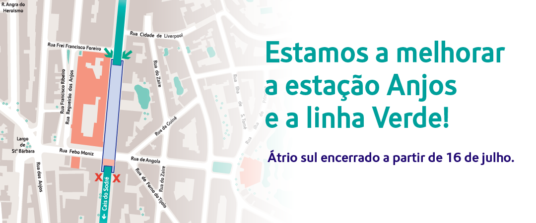 Átrio Sul da estação Anjos encerra para obras