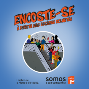 Encoste-se à direita nas escadas rolantes