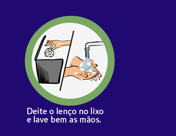 Deite o lenço no lixo e lave as mãos Deite o lenço no lixo e lave as mãos