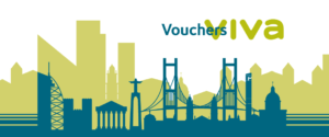 Imagem representativa de Lisboa. Ao centro e topo lemos "Vouchers Viva".