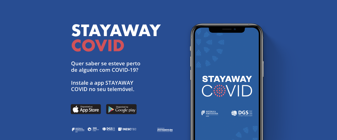 Stayaway COVID Imagem da app Stay Away COVID que identifica potenciais exposições a pessoas infetadas com Covid-19.