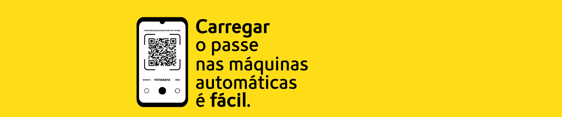 Carregar o passe nas máquinas automáticas é fácil.